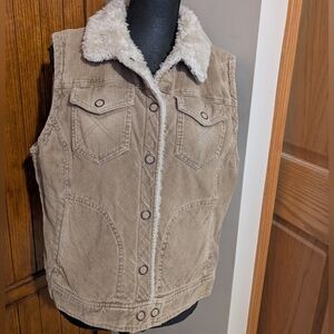 AMERICAN EAGLE Corduroy Vest w/Faux Fur & Quilted Lining, Wmn Sz L, EUC!!!